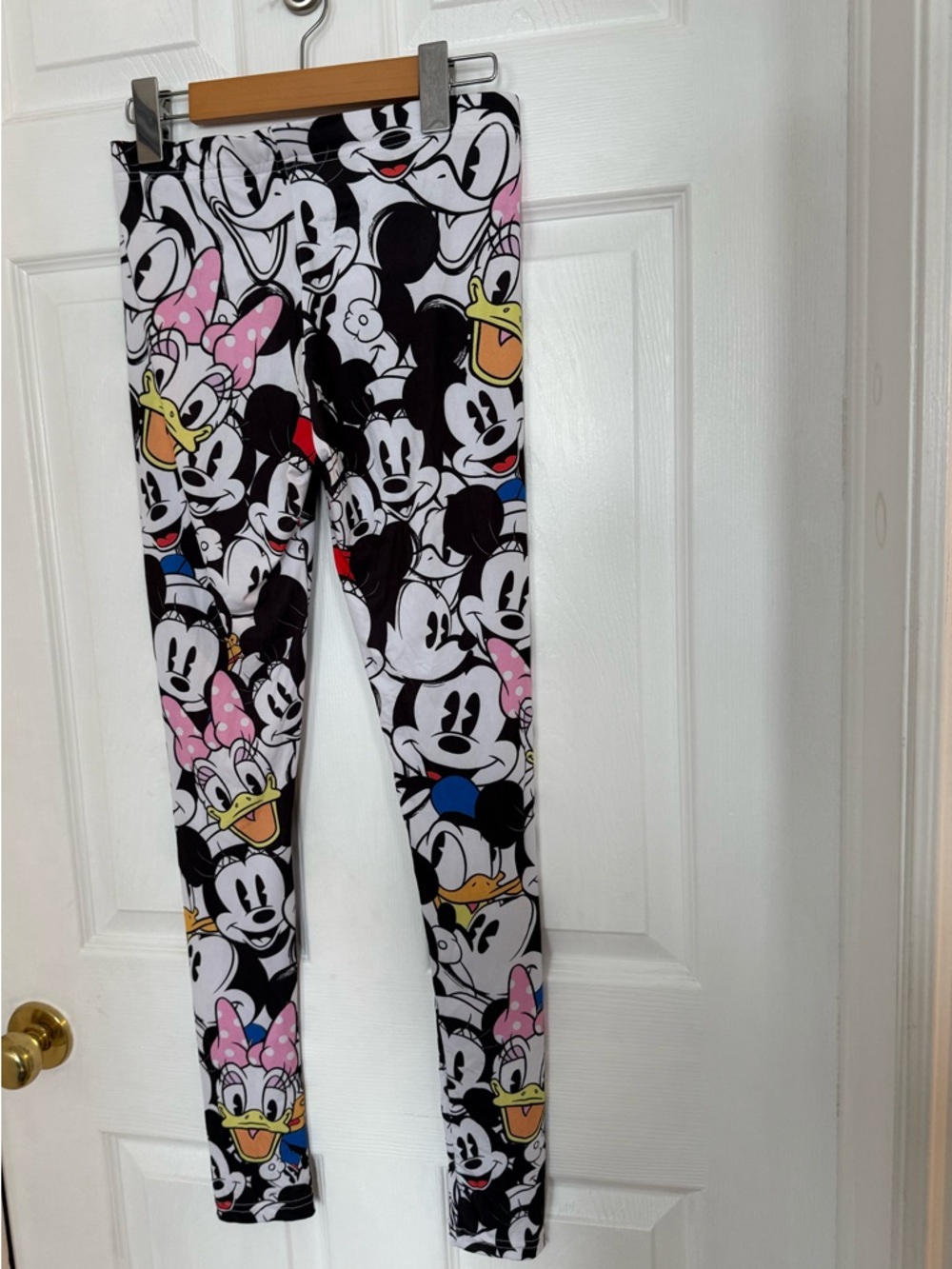 Disney Black & White Mickey and Friends Character Leggings with Pink Accents